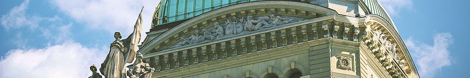North view of the federal parliament building cupola in Berne