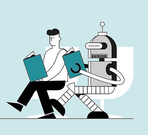 Illustration Bibliothek der Zukunft