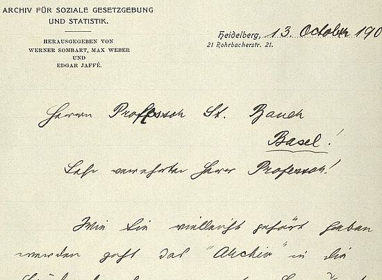 Letter of Edgar Jaffé to Stephan Bauer
