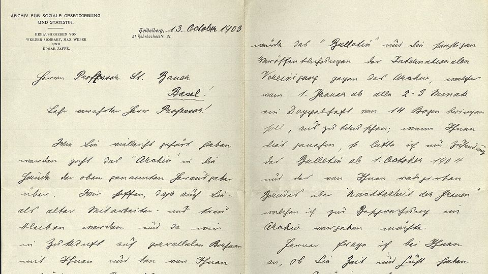 Handschriftliches Dokument aus dem Wirtschaftsarchiv