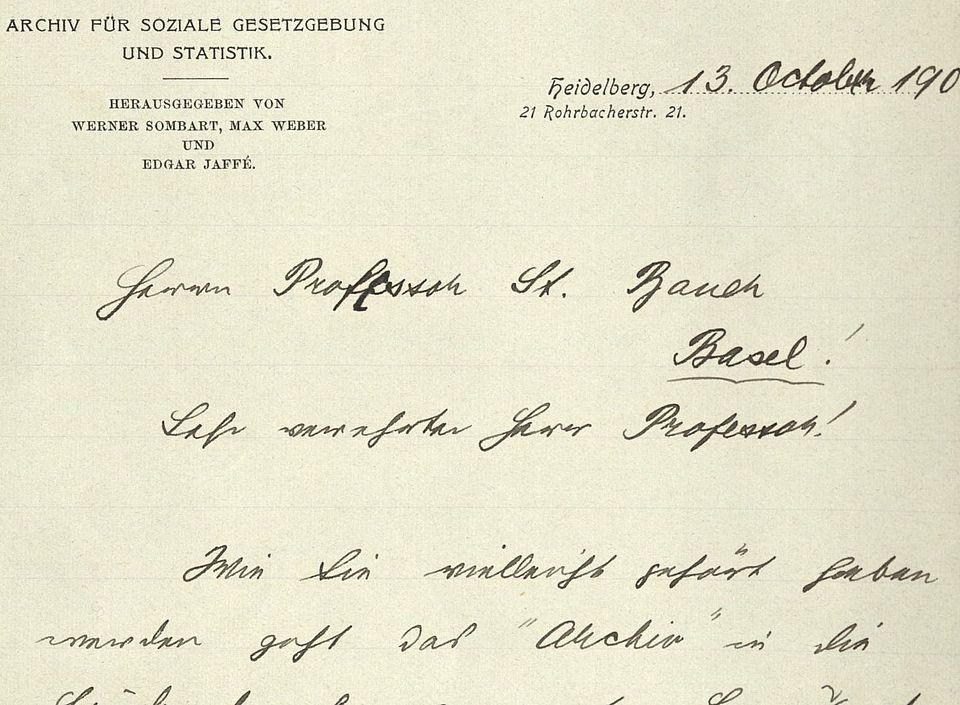 Brief von Edgar Jaffé an Stephan Bauer