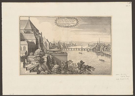 Matthäus Merian, Ein sehr anmuhtiger Prospect des Münsters und Rheinbrucken zu Basel (Frankfurt, 1642). 
