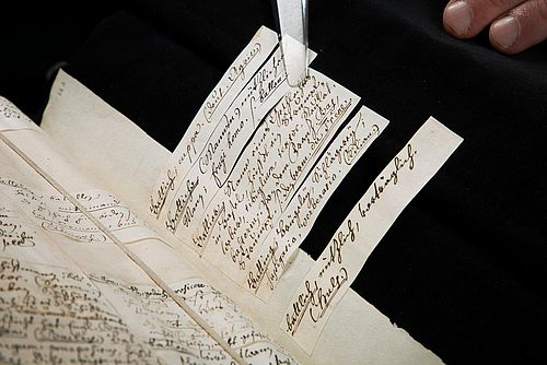 Johann Jacob Spreng, Zettel Ba-Be aus dem Allgemeinen deutschen Glossarium, Basel, vermutlich zwischen 1743–1768.