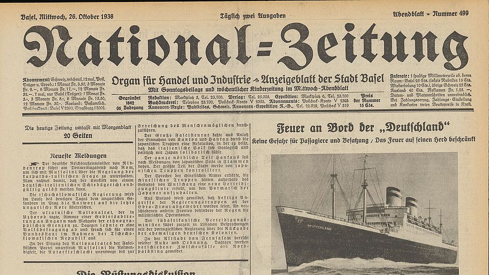 National-Zeitung, 26.10.1938, Universitätsbibliothek Basel, UBH Ztg.10