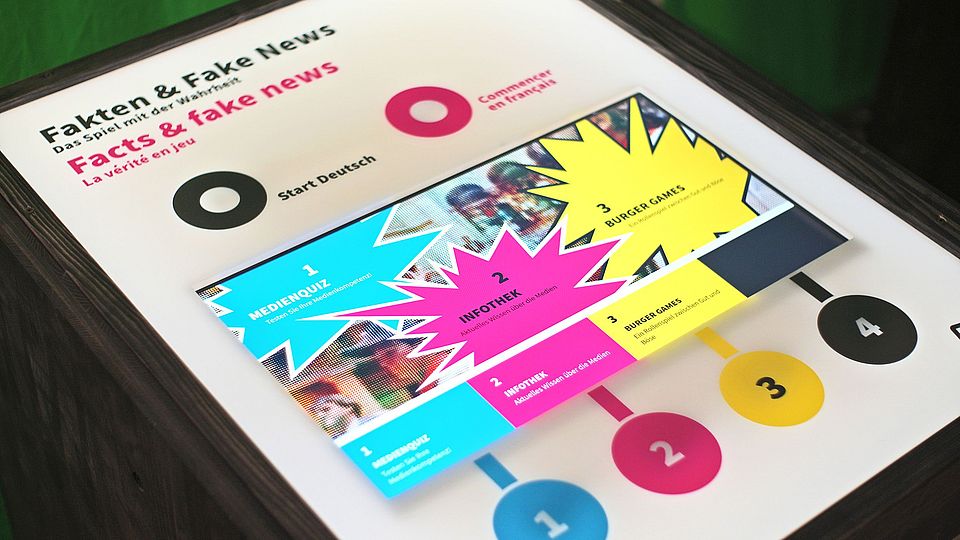 Ausstellung - Spiel Facts & Fake News. Foto: Daniel Maurer @ Journalistory.ch