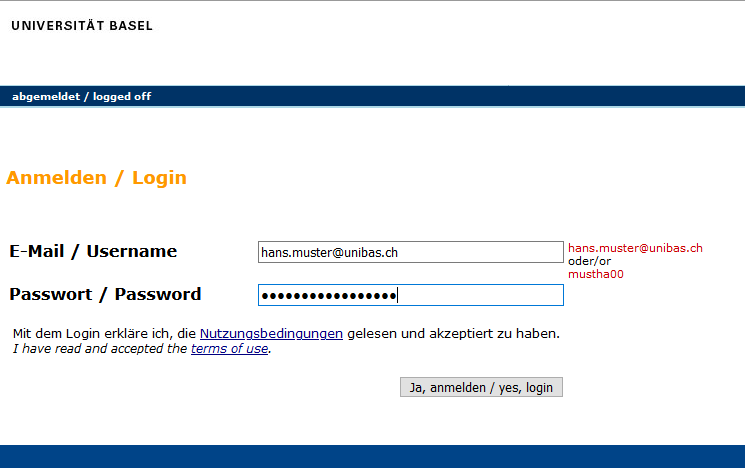 Unibas Username finden 1